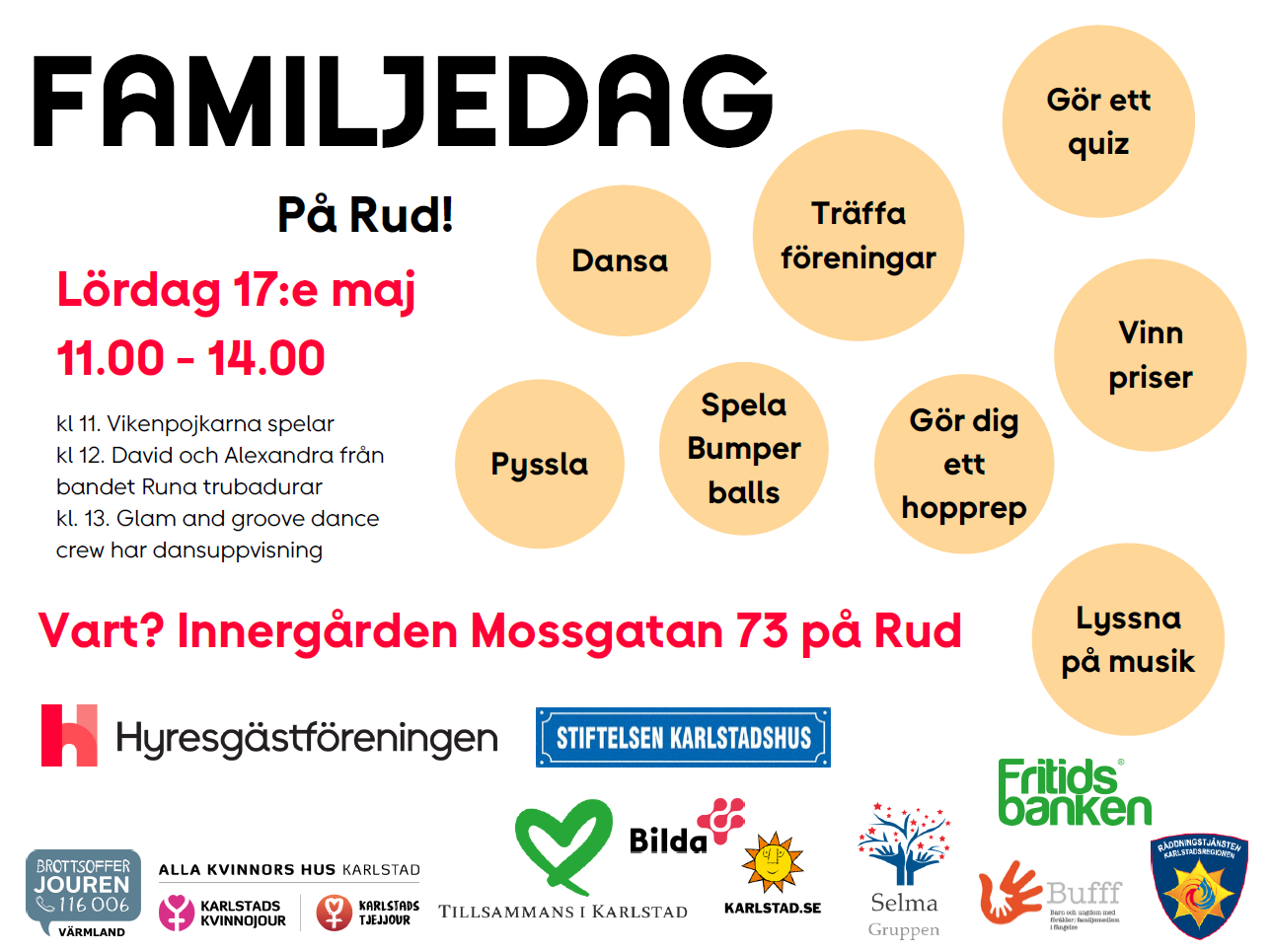 affisch på familjedagen på rud med dag, tid och plats